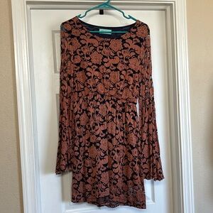 Floral, Lacy, Flare Sleeve Dress